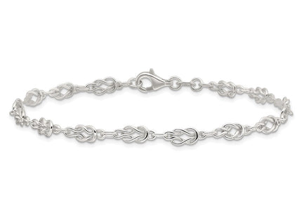 Sterling Silver Solid Polished Fancy Knot-Link Anklet (Style QG666-9)
