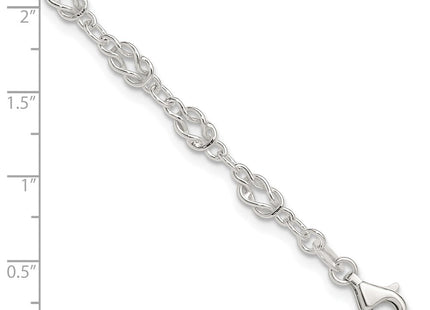 Sterling Silver Solid Polished Fancy Knot-Link Anklet (Style QG666-9)