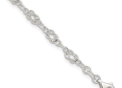 Sterling Silver Solid Polished Fancy Knot-Link Anklet (Style QG666-9)