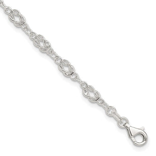 Sterling Silver Solid Polished Fancy Knot-Link Anklet (Style QG666-9)