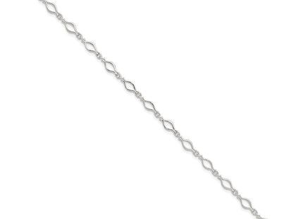Sterling Silver Solid Polished Fancy Link Anklet (Style QG667-9)