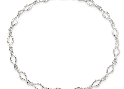 Sterling Silver Solid Polished Fancy Link Anklet (Style QG667-9)
