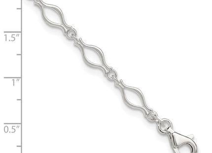 Sterling Silver Solid Polished Fancy Link Anklet (Style QG667-9)