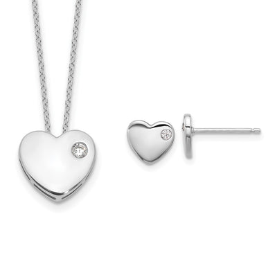 Sterling silver cubic zirconia heart necklace