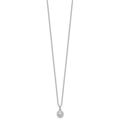 Sterling Silver RH-plated CZ Post Earrings and 16in Necklace w/2in ext Set