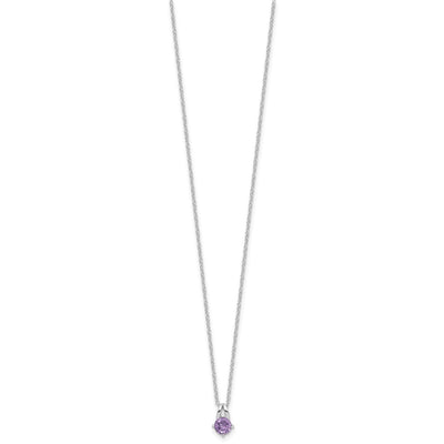 Sterling Silver Rhodium-plated .45AM Amethyst 16in w/2in ext Necklace