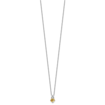 Sterling Silver Rhodium-plated .45CI Citrine 16in w/2in ext Necklace