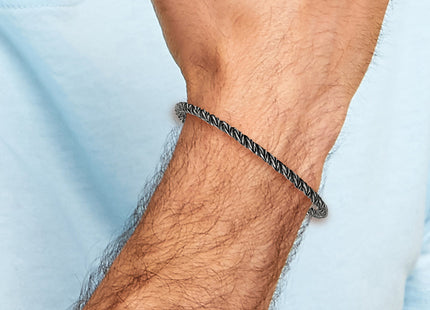 Sterling Silver Antiqued Polished Twisted Franco Chain Bracelet