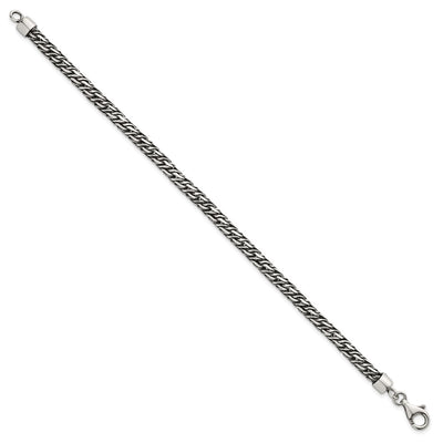Sterling Silver Rhodium-plated Polished and Antiqued Fancy Link Bracelet