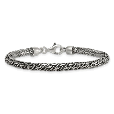 Sterling Silver Rhodium-plated Polished and Antiqued Fancy Link Bracelet
