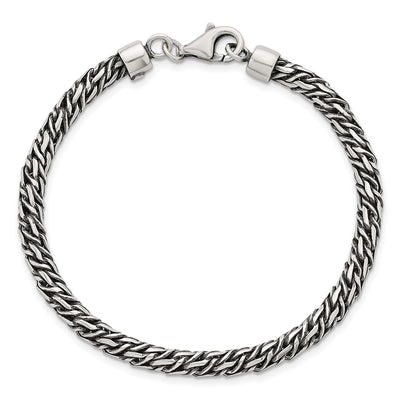 Sterling Silver Rhodium-plated Polished and Antiqued Fancy Link Bracelet