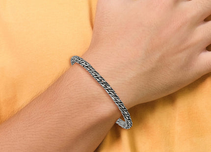 Sterling Silver Rhodium-plated Polished and Antiqued Fancy Link Bracelet