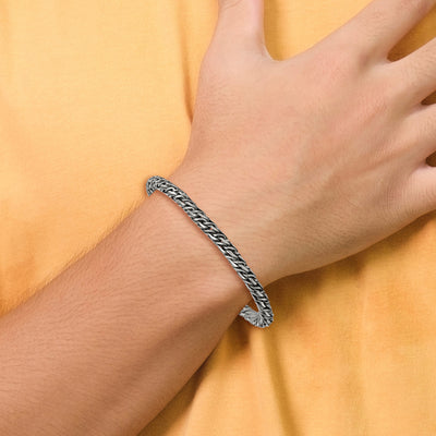 Sterling Silver Rhodium-plated Polished and Antiqued Fancy Link Bracelet