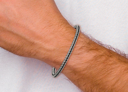 Sterling Silver Antiqued Polished Franco Chain Bracelet