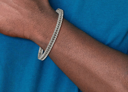 Sterling Silver Antiqued Franco Link Mens Bracelet