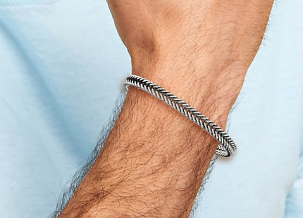 Sterling Silver Antiqued Polished Wheat Chain Bracelet