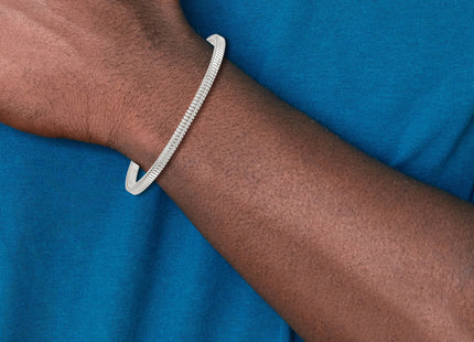 Sterling Silver Polished Fancy Square Snake Link Bracelet