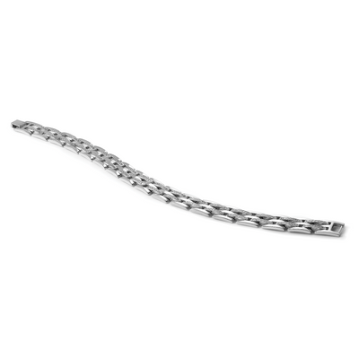 Sterling Silver Rhodium-plated Polished CZ Link Men's Bracelet