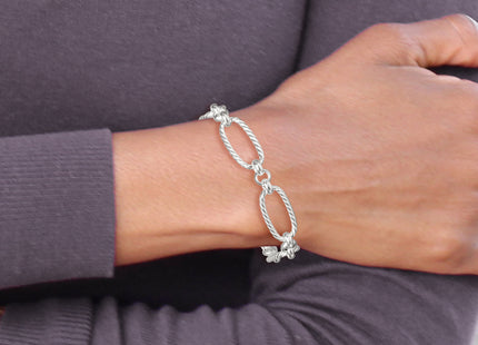 Sterling Silver Polished and Twisted Fancy Oval Link 7. Bracelet