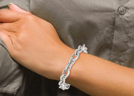 Sterling Silver Polished and Greek Key Links 7. Bracelet