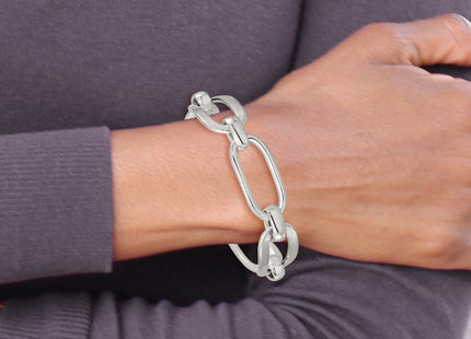 Sterling Silver Polished Long Oval and Round Link 7. Bracelet