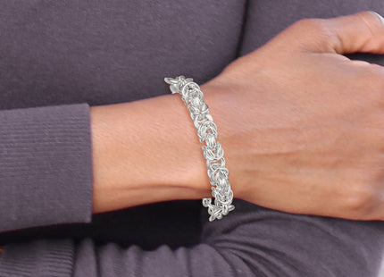 Sterling Silver Polished Fancy Byzantine Center 7. Bracelet