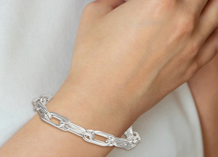 Sterling Silver Polished Oval Double Link 7. with Extender Bracelet