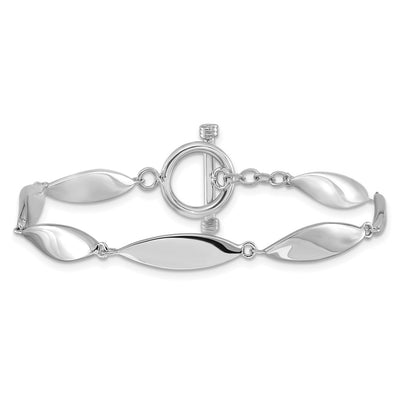 Sterling Silver Rhodium-plated Polished Twisted Ovals Toggle Bracelet