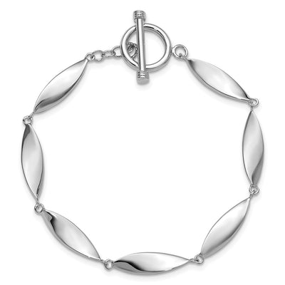 Sterling Silver Rhodium-plated Polished Twisted Ovals Toggle Bracelet