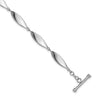 Sterling Silver Rhodium-plated Polished Twisted Ovals 7. Toggle Bracelet