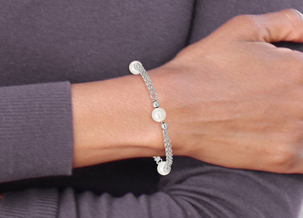 Sterling Silver Polished Double Strand with Glass Pearls 7. 3-Station Bracelet