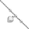 Sterling Silver Rhodium-plated Puffed Heart Dangle and Beads Rope Chain Bracelet