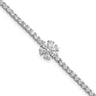Sterling Silver Rhodium-plated Polished CZ Flower 7. Tennis Bracelet