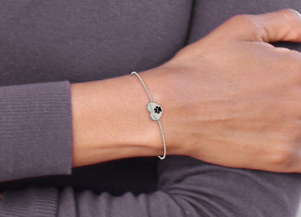 Sterling Silver Polished Black Enamel Pawprint Heart BEST FRIEND 7. Bracelet