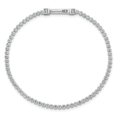 Sterling Silver Rhodium-plated Polished CZ Tennis Bracelet