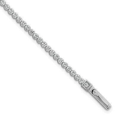 Sterling Silver Rhodium-plated Polished CZ Tennis Bracelet