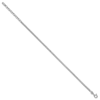 Sterling Silver Rhodium-plated Polished CZ with Extender Tennis Bracelet