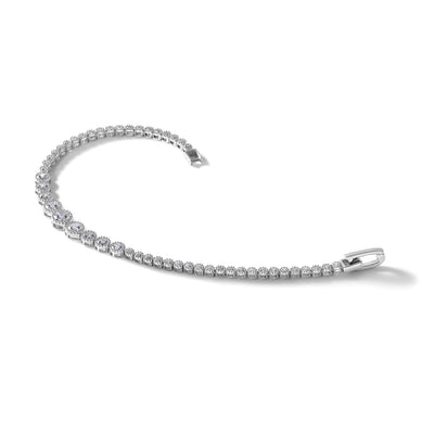Sterling Silver Rhodium-plated Polished Graduated bezel-set CZ Tennis Bracelet