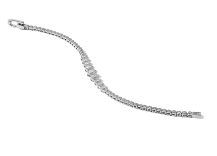 Sterling Silver Rhodium-plated Polished Graduated bezel-set CZ Tennis Bracelet