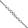 Sterling Silver Rhodium-plated Polished Graduated bezel-set CZ Tennis Bracelet