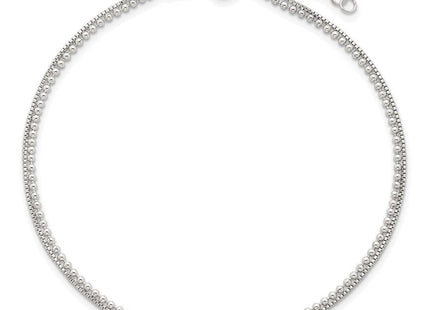 Sterling Silver Polished Beaded Double Strand with Extension Anklet