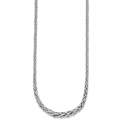 Sterling Silver Rhodium-plated Fancy Braided Link with Extender Necklace