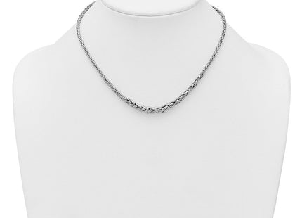 Sterling Silver Rhodium-plated Fancy Graduated Braided Link with Extender Necklace (Style QG6914-16)