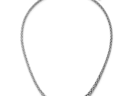 Sterling Silver Rhodium-plated Fancy Graduated Braided Link with Extender Necklace (Style QG6914-16)
