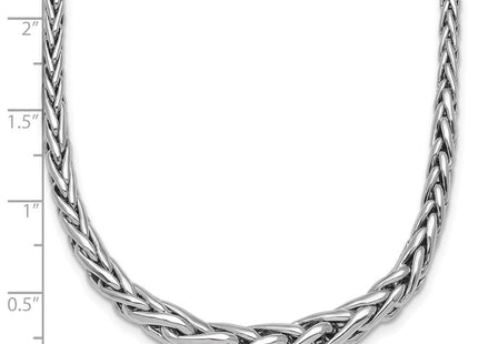 Sterling Silver Rhodium-plated Fancy Graduated Braided Link with Extender Necklace (Style QG6914-16)