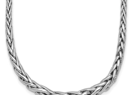 Sterling Silver Rhodium-plated Fancy Graduated Braided Link with Extender Necklace (Style QG6914-16)