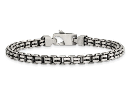 Sterling Silver Antiqued Brushed Fancy Box Link