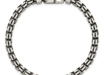 Sterling Silver Antiqued Brushed Fancy Box Link
