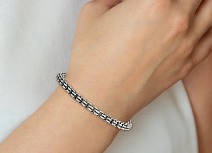 Sterling Silver Antiqued Brushed Fancy Box Link