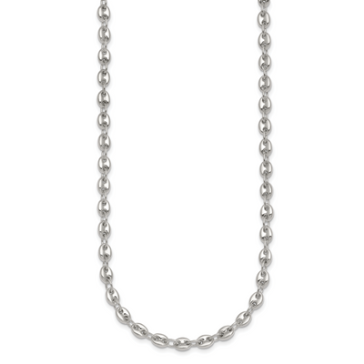 Sterling Silver Polished Puffed Mariner/Anchor Link Necklace